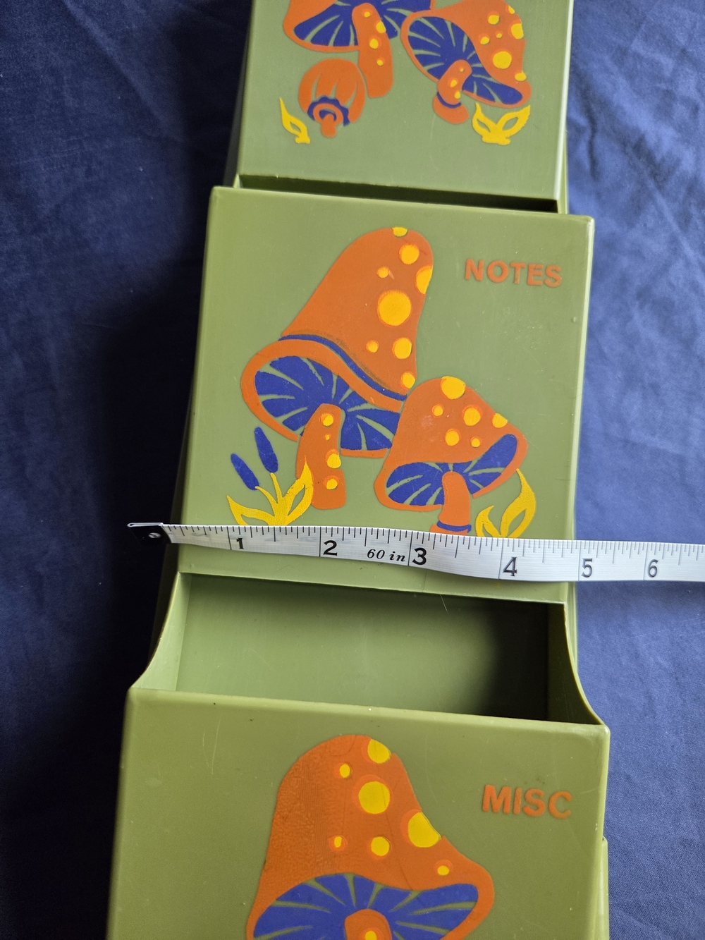 RARE Vintage 70s Groovy Mushroom Memo Mail Key Note Letter Holder Green & Orange - Picture 7 of 11